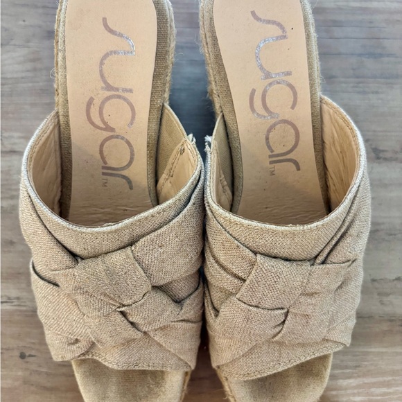 Sugar Brand Women's Harlem Beige Woven Wedges - Picture 9 of 12